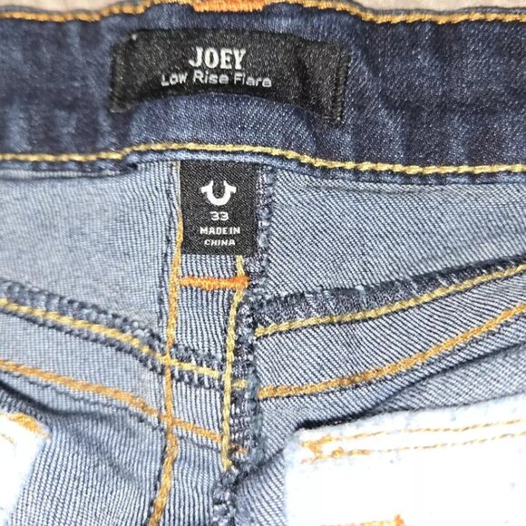 True Religion Joey Style Jeans 33 x 32 Low Rise Vintage Flare Dark Wash Pocket - Picture 8 of 8